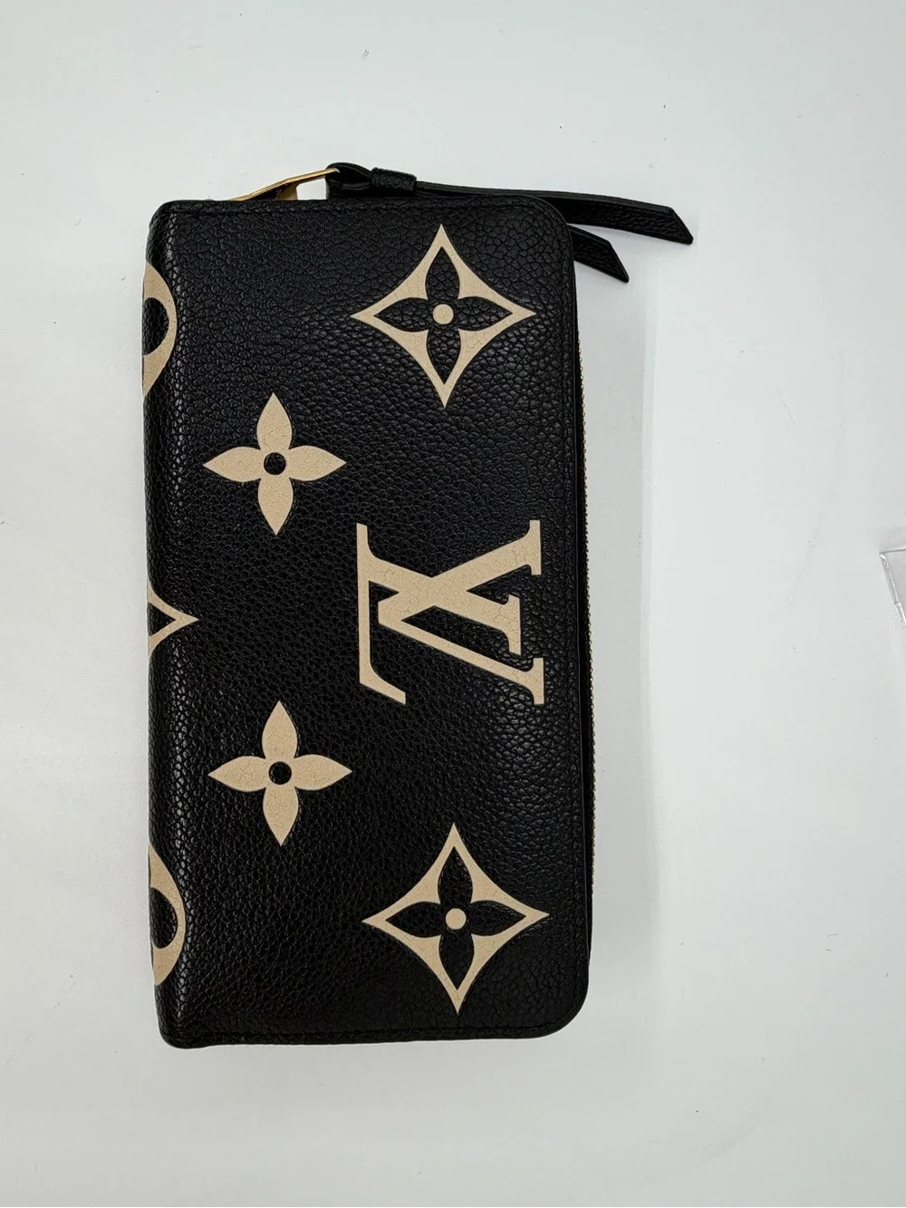 Louis Vuitton Black & Cream Monogram Zip-Around Wallet
